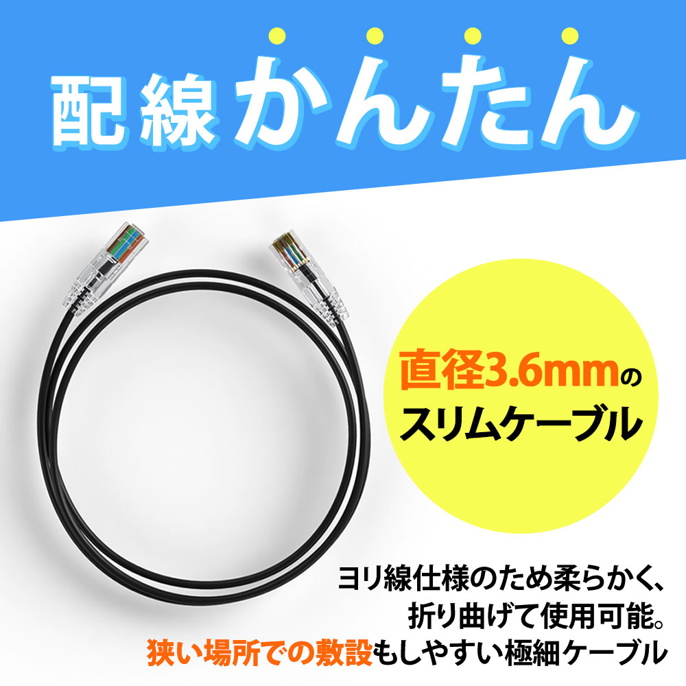 超激得SALE GSPOWER製 当日出荷 細線LANケーブル ラッチカバー付き 線形3.8mm 28AWG 1年製品保証 1カ月返品可能 黒色ケーブル  10G通信 業務用 企業様向け サーバー用 カテゴリ6a 透明 ストレート ランケーブル RJ-45 おすすめ カテゴリ