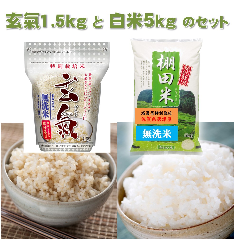 無洗米 玄米 玄氣1.5kg×5個 計7.5kg 無農薬 真空パック 川島米穀店 無洗玄米 玄気 げんき 白米モードで炊ける簡単玄米