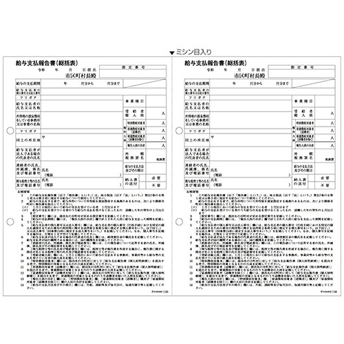 給与支払報告書(総括表) レーザープリンタ用 A4ヨコ 2面 1箱(500枚) GB1155 ヒサゴ#