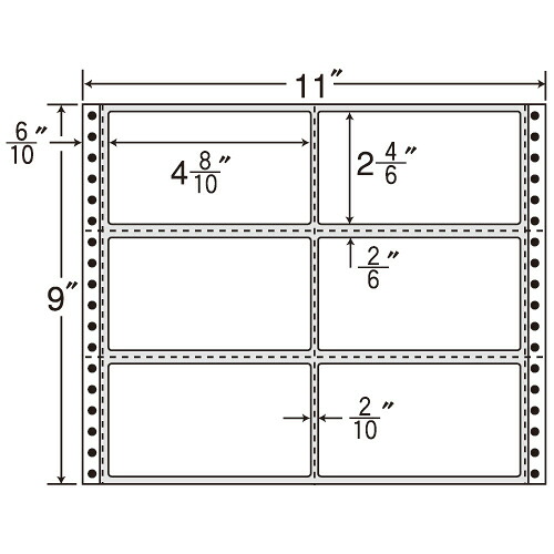 ナナ質問用紙 年代順の継続付け札 M手合い 11×9in 6面 122×68粍 付け札大きさ・横2本縦3本ミシン入 1箱(500折) M11B オリエント刷り上げる#
