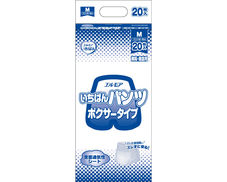 業務用 エルモア いちばんパンツボクサータイプ M ケース単位 4袋セット 1袋20枚入り 452421→454121 カミ商事|NO1元気爽快