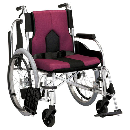 多機能車いす カラーズ スイングアウトタイプ (自走式 背折れタイプ) KC-2PU 座面幅42cm パープル マキテック|NO1元気爽快