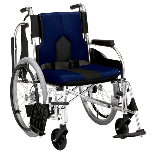 多機能車いす カラーズ スイングアウトタイプ (自走式 背折れタイプ) KC-2DB 座面幅42cm ネイビー マキテック｜NO1元気爽快