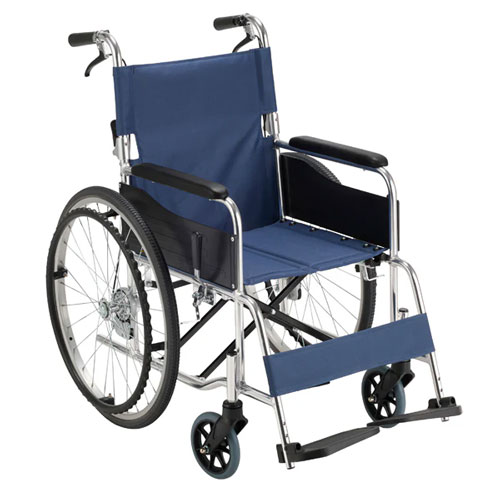 車いす (自走式 背折れタイプ) RW-50SB 座面幅42cm 紺 マキテック