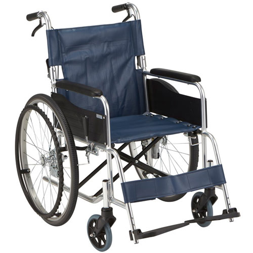 車いす (自走式 背折れタイプ) RW-50B 座面幅42cm 紺ビニールレザー マキテック