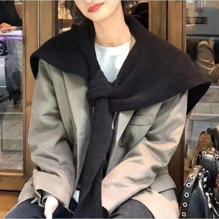 楽天市場】ニットマフラー フード付き レディース 肩掛けニット