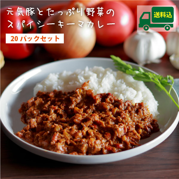 【送料込み】＜まとめ買いでお買得＞元気豚とたっぷり野菜の スパイシーキーマカレー（レトルト）　150ｇ×20パック 【千葉県産豚肉 三元豚 お取り寄せ 国産 グルメ ランチ 夕食 ポークカレー スパイス レトルト 常温保存 備蓄 大容量】 8,316円