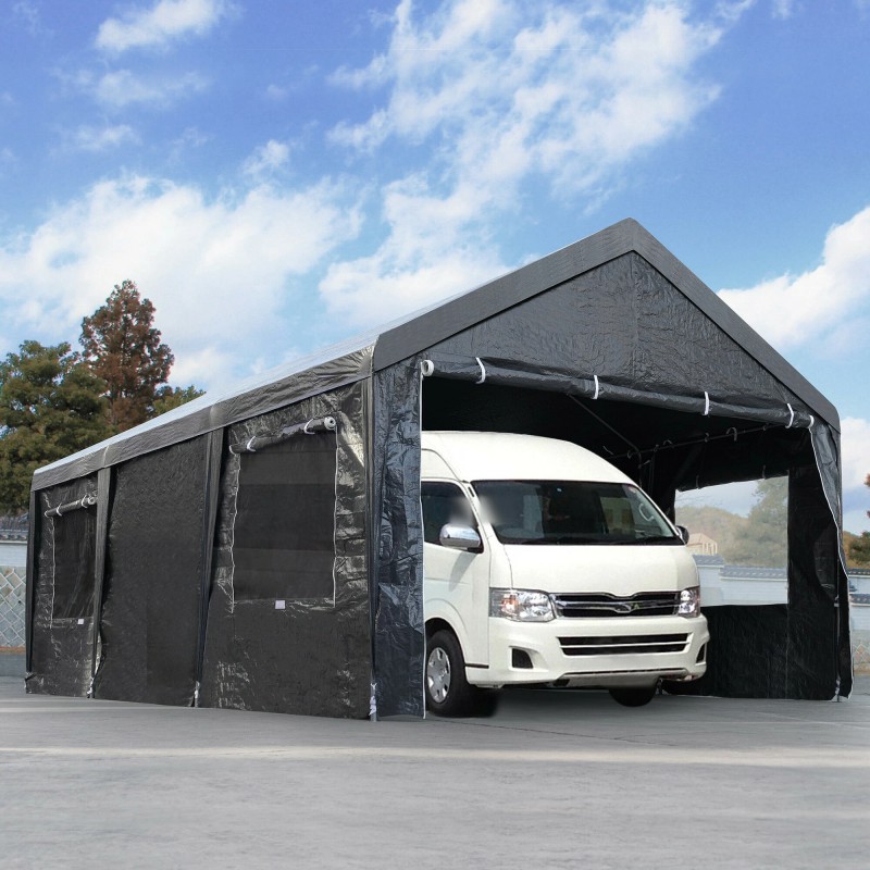 【UPF50+UVカット&防雨】テント 車庫テント ガレージテント 車庫 お祭り 倉庫 3.6×5.9×2.9m ガレージテント カーポート 軽自動車用 大