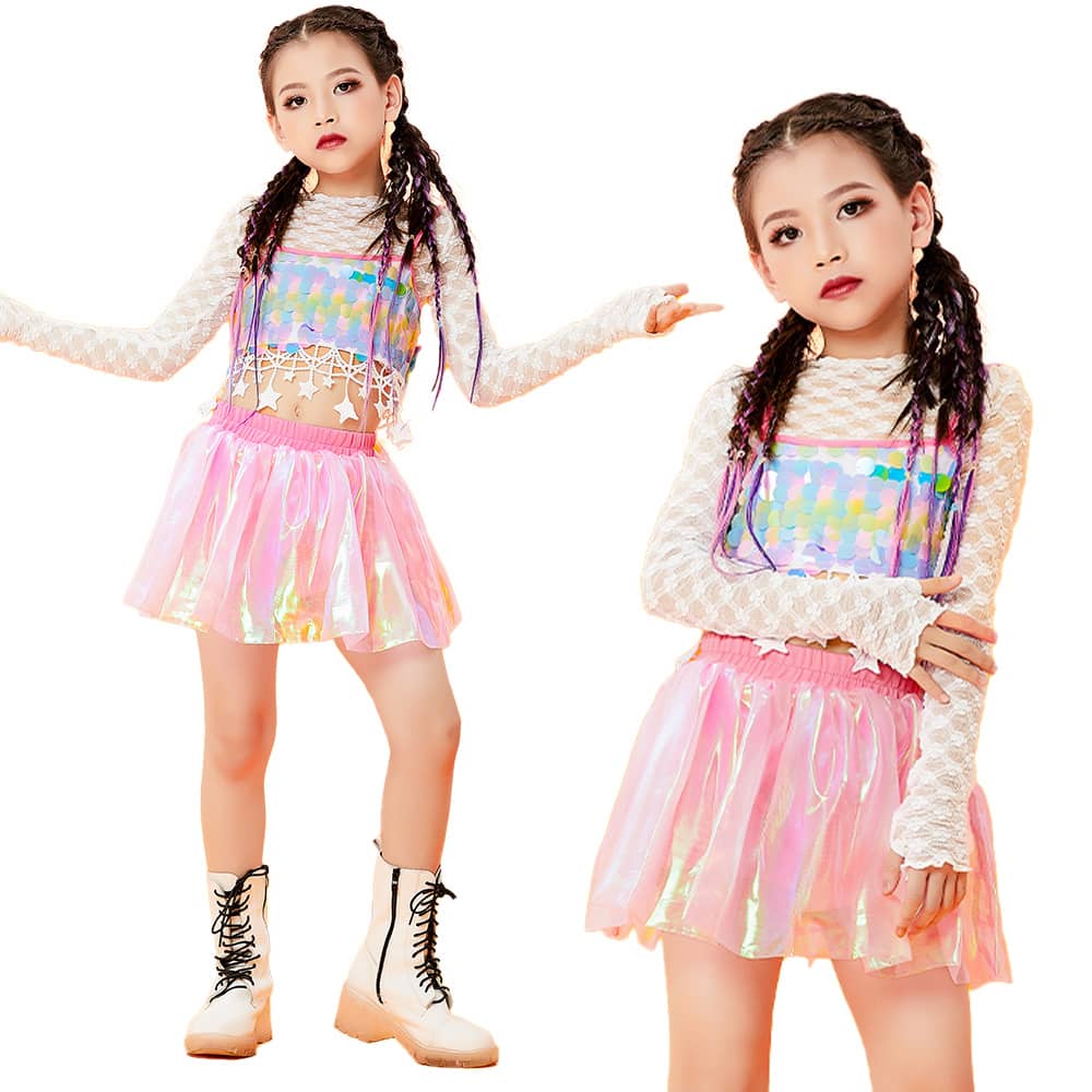 赤ちゃん服 スパンコール サクラ色 キッズダンス御召しもの うしろ帯 セットアップ 公演服 ジャッズ チアガール お臍出し スコート 3点仕掛ける スパンコール キッズ 社交ダンス御召しもの キラキラ セットアップ 赤ちゃん服 社交ダンス御召しもの キッズ K-POP 偶像御召しもの 可愛らしい