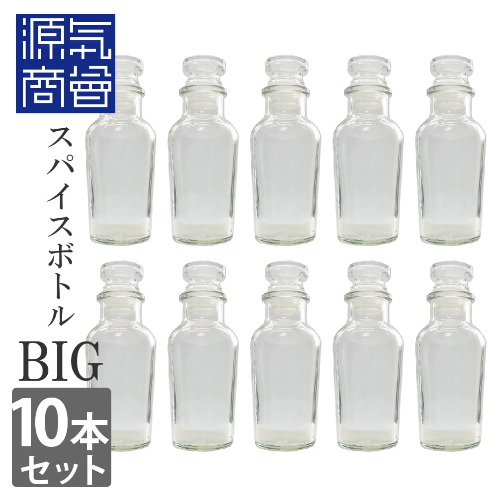 楽天市場 ハーブソルトおまけ付 送料無料 大きめ 10本セット スパイスボトル 大 ビッグ Big 調味料入れ 13cm 10個 ガラス瓶 ガラス製 ハーブ スパイス カレー ボトル 調味料 調味料瓶 おしゃれ 保存ビン ガラスボトル 密閉 こだわりの塩専門店 源気商会