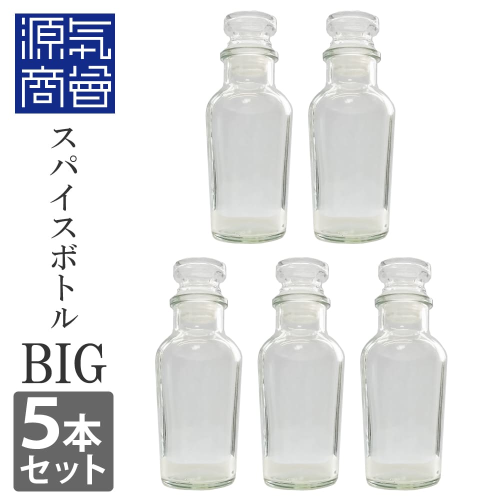 楽天市場 ハーブソルトおまけ付 送料無料 大きめ 5本セット スパイスボトル 大 ビッグ Big 調味料入れ 13cm ガラス瓶 ガラス製 ハーブ スパイス カレー ボトル 調味料 調味料瓶 瓶 ビン ガラス おしゃれ 保存ビン ガラスボトル 密閉 こだわりの塩専門店 源