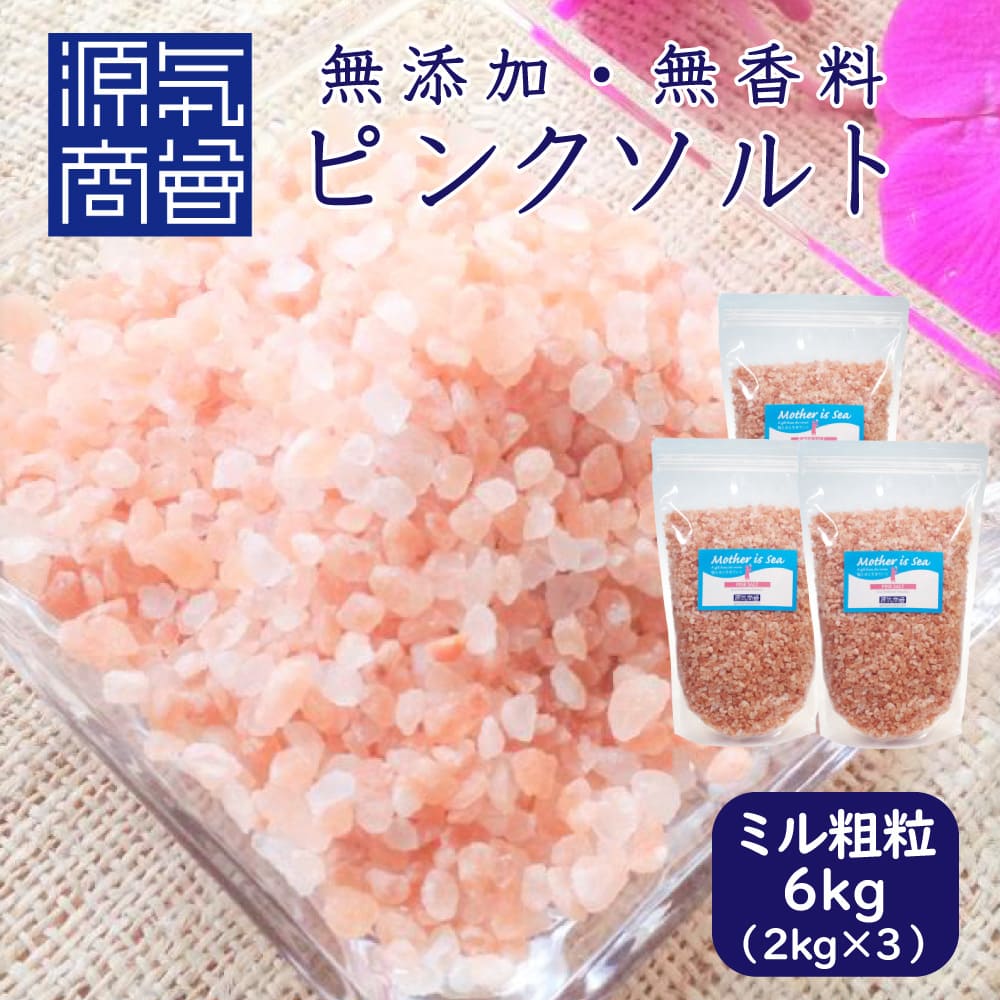 楽天市場 ヒマラヤ岩塩 ピンク岩塩 ピンクソルト バスソルト 粗粒 小粒 ミルタイプ 6kg パウチ 個包装 源気商会 パキスタン 無添加 天然塩 自然塩 塩 ヒマラヤ ミネラル 2kg 3袋セット 送料無料 こだわりの塩専門店 源気商会