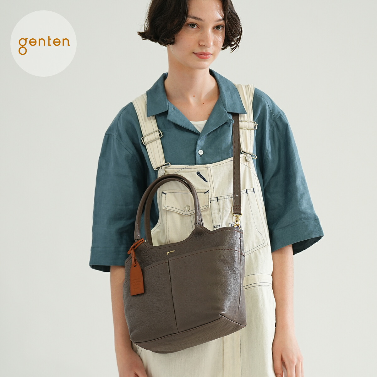 【遺伝因子什堅苦しさ】 genten 44099 遺伝因子什 タスカ 2wayトートバッグ新色 粘土御出座し★本革トートバッグ レディース バッファローレザー