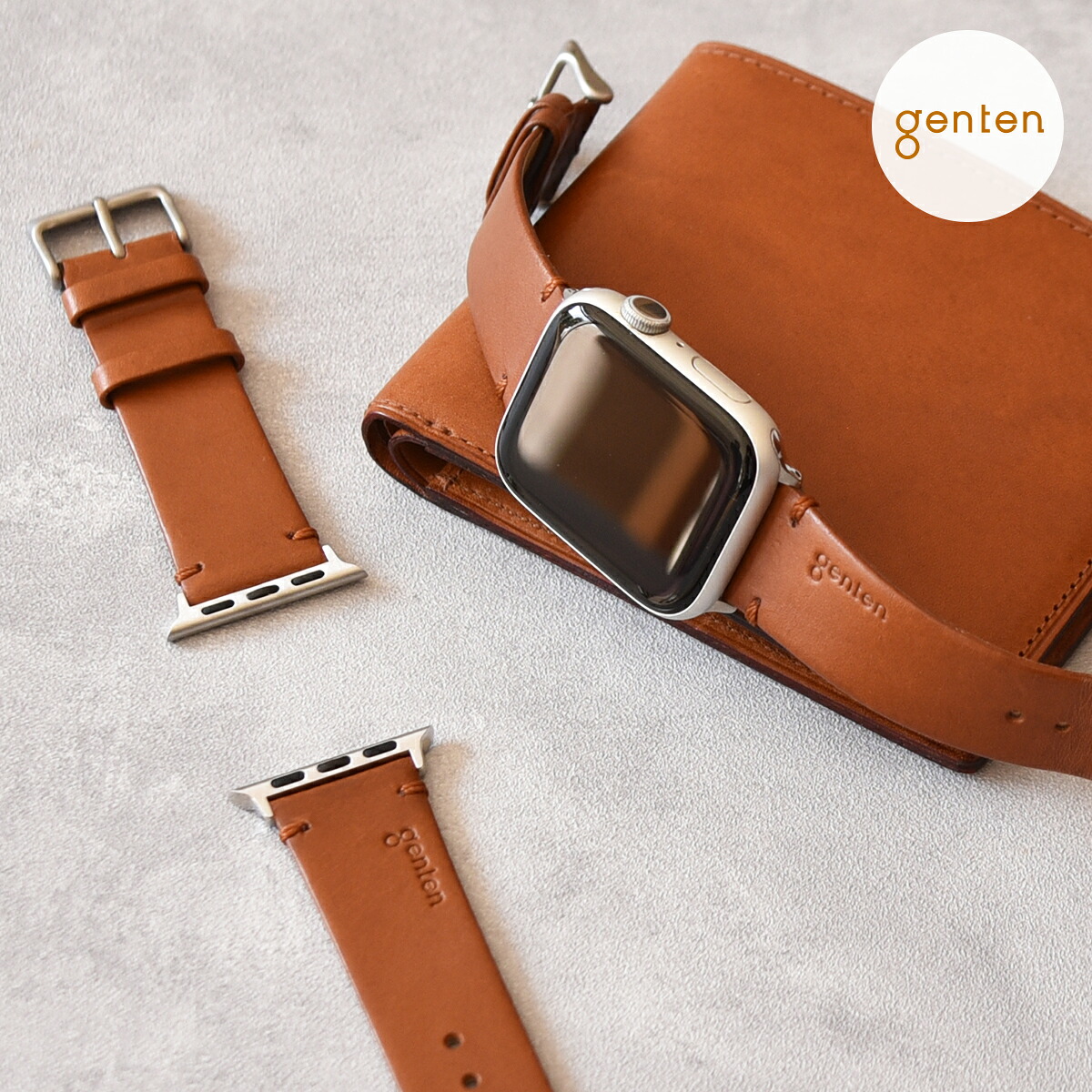 【ゲンテン公式】 genten 49570 スマートウォッチ レザーバンド（Apple Watch対応）45mmサイズ 革バンド スマートウォッチ バンド レザー アクセサリー 本革 ベルト イタリアンレザー