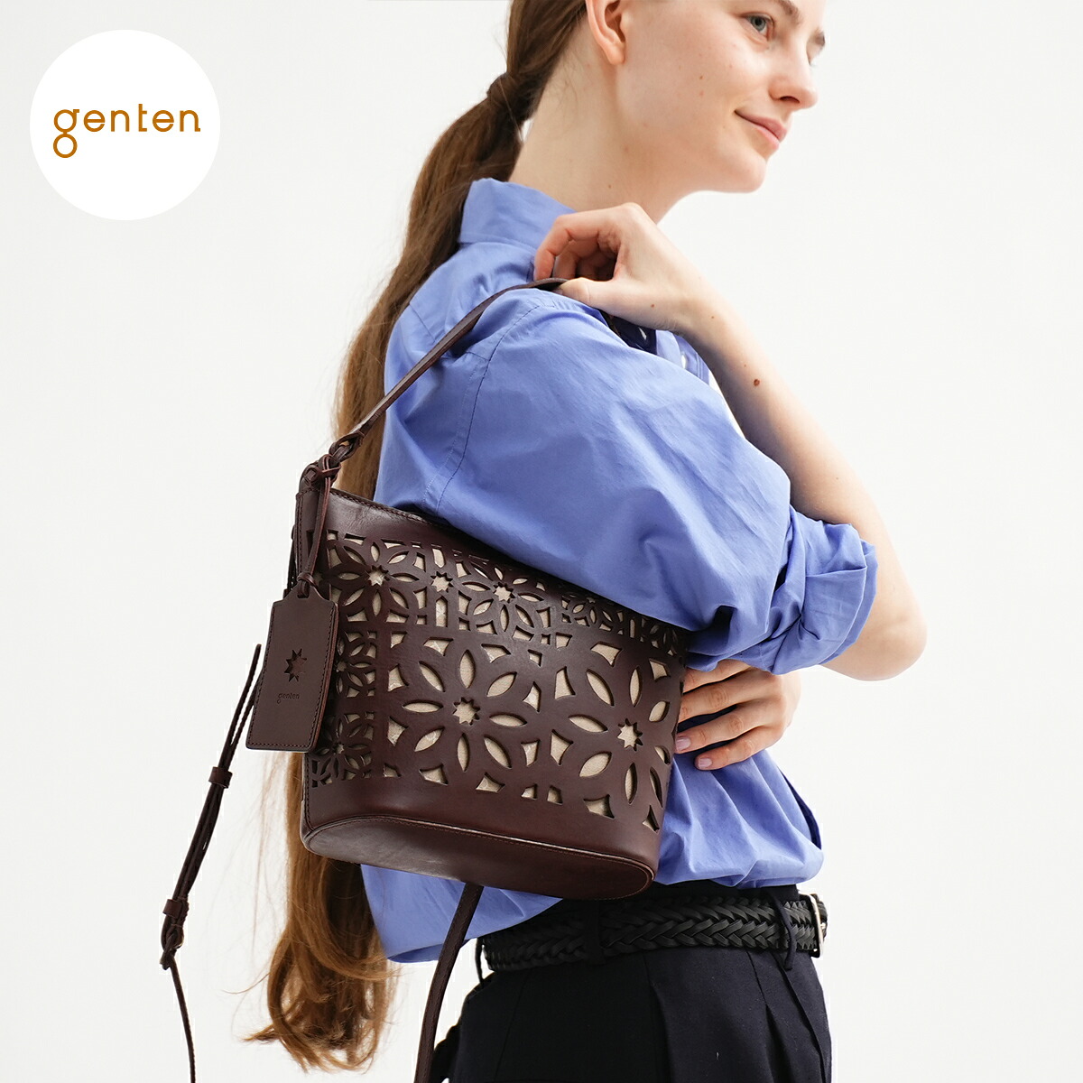 【ゲンテン公式】 genten 49492（40509） ゲンテン マルチカットワーク 2WAYショルダーバッグ WEB限定★本革バッグ レディース ポシェットショルダー トートバッグ 本革 ショルダーバッグ イタリアンレザー 38,610円
