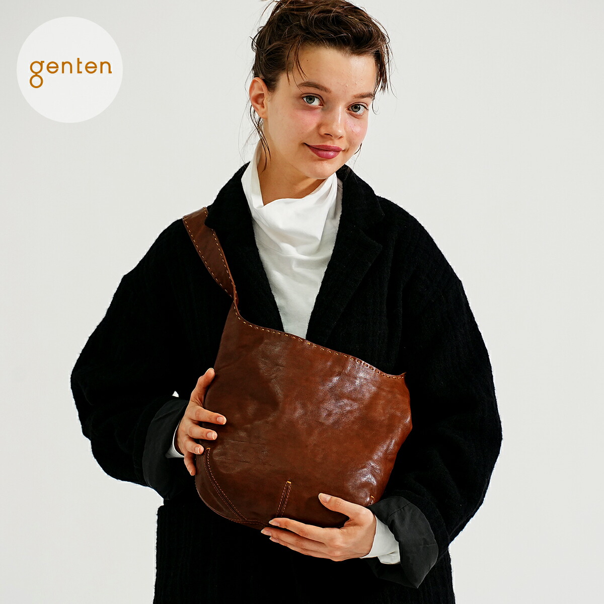 【遺伝因子拾堅苦しさ】 genten 44866 遺伝因子拾 ユーフラテスドゥエ ミニショルダーバッグ 本革 ショルダーバッグ 小さめ 曲がった掛け 肩かけ お手て編み目 自然的 イタリアンなめし革 分かりやすい