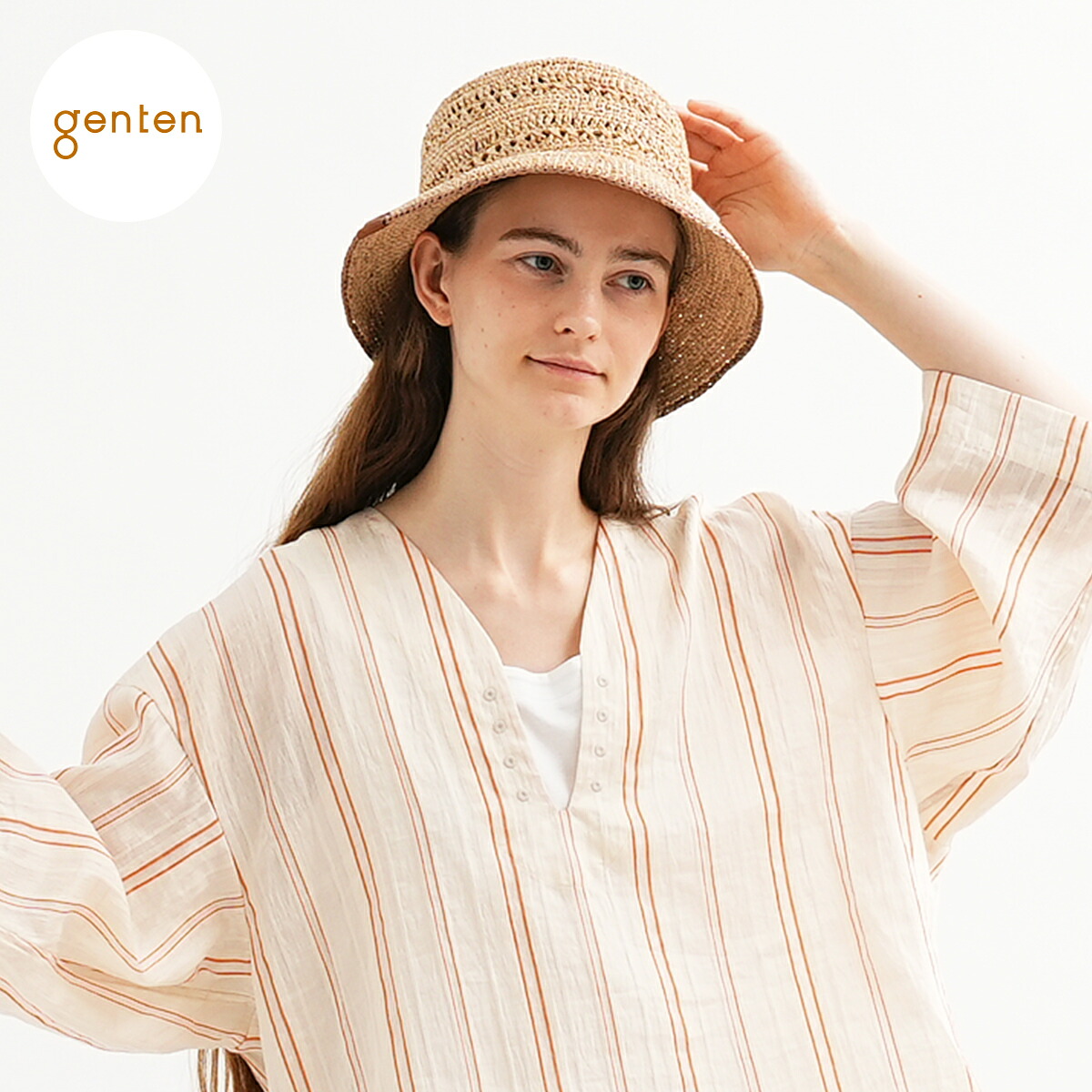 【ゲンテン公式】 genten 44602 リネア ハット ラフィア ハット レディース 軽量