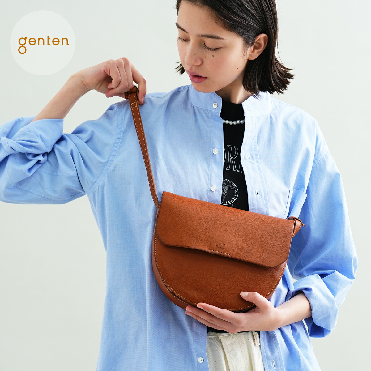 【ゲンテン公式】 genten 44022 (42854) ゲンテン ミネルヴァ ショルダーバッグ 本革 レザーバッグ レディース 大人 エレガント 本革ショルダーバッグ 斜めがけ 肩がけ イタリアンレザー エイジング 経年変化