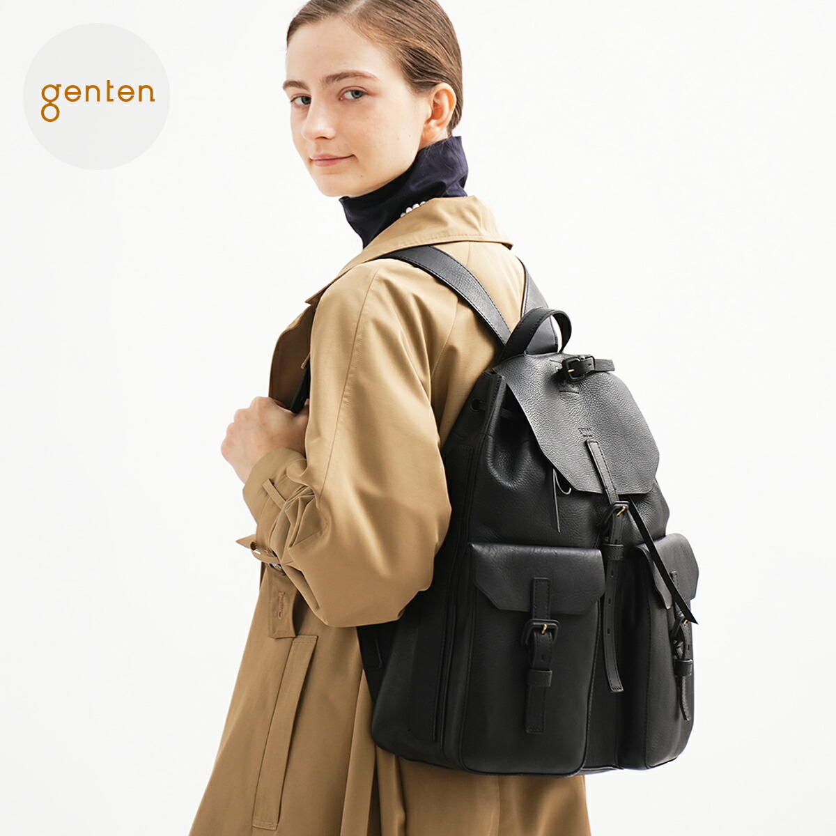 【遺伝因子拾堅苦しさ】 genten 44034 遺伝因子拾 ミネルヴァ 背嚢 本革背嚢 大静電容量 商行為 A4 13inパソコン レディース メンズ 通い 背嚢 イタリアンなめし革