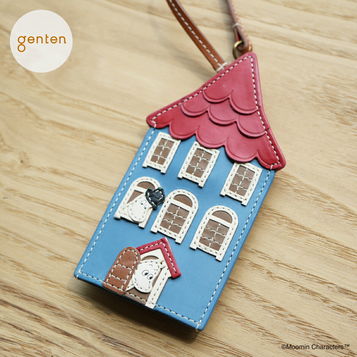 【ゲンテン公式】 genten 46160 ゲンテン MOOMIN collection キークロシェット「ムーミンやしき」 本革 キークロシェット ムーミンやしき 屋敷 ムーミン レザー