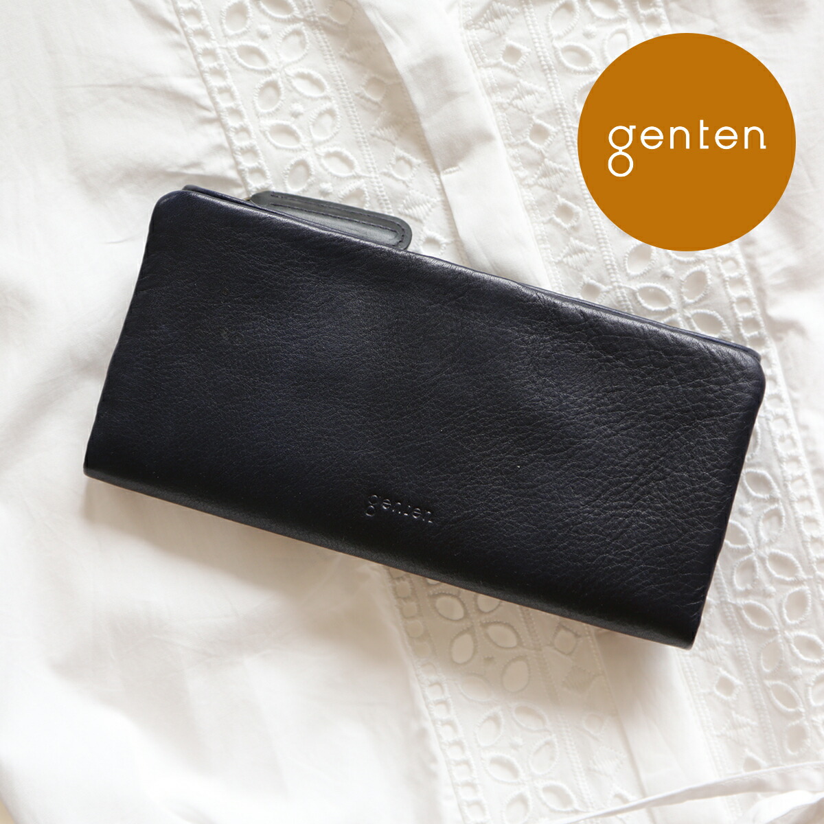 ★新作 WEB・一部店舗限定★genten ゲンテン 本革財布 長財布青藍 二つ折り長財布 48831