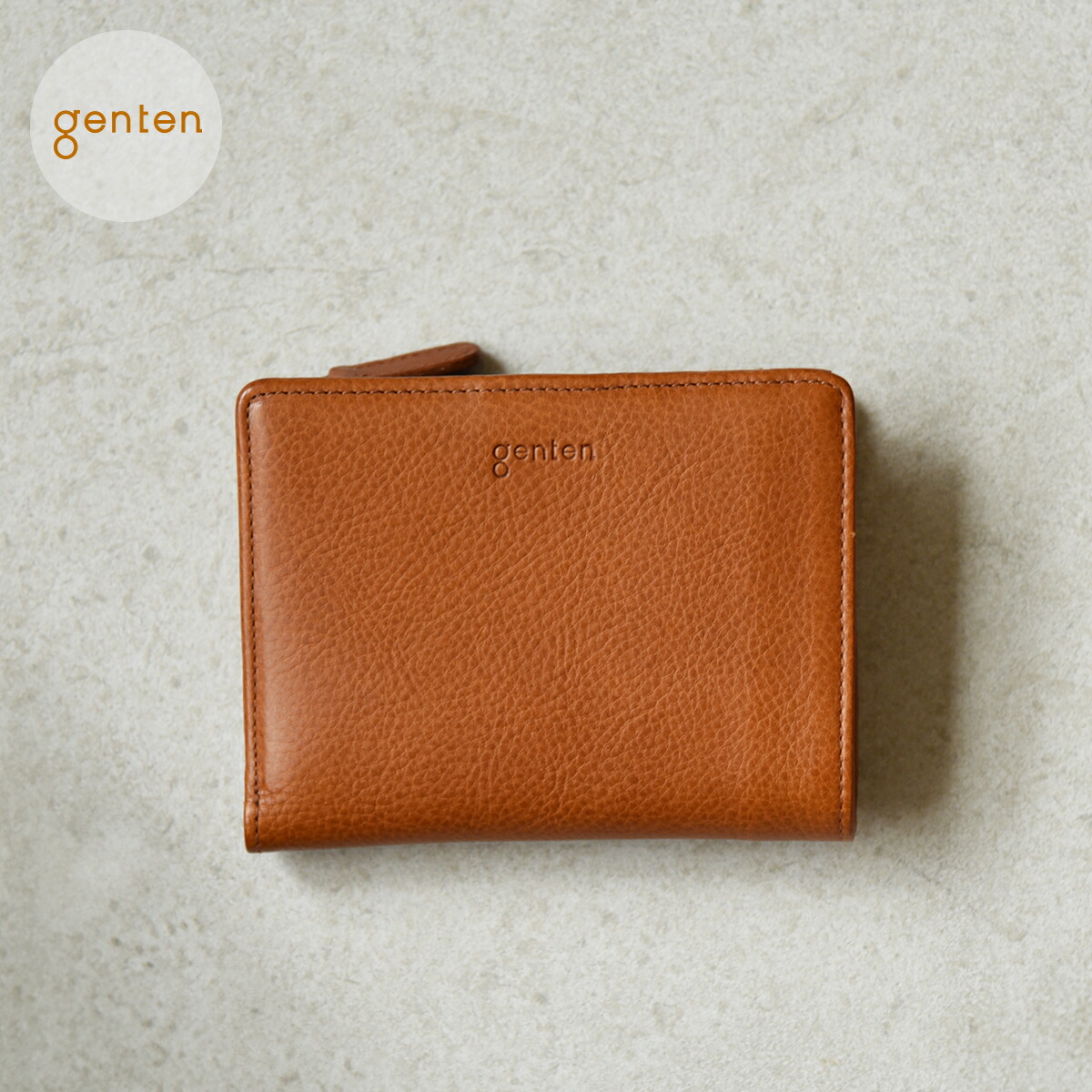 【ゲンテン公式】genten 44196 (40557) ゲンテン トスカ 二つ折りLファスナー財布 財布 本革 折り財布 シンプル ナチュラル L字ファスナー イタリアンレザー