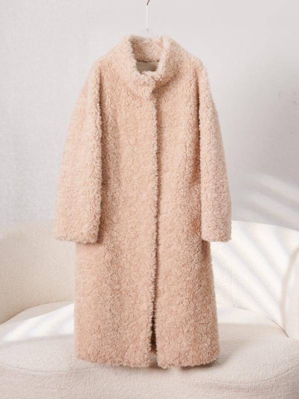 【百貨店SALE】ムートンコート レディース ロング丈 照明ランプ色合い 羊毛毛皮 象牙色 ゆったり伸び伸びする 秋冬用 韓国風 雅びやかレトロ 羊毛 絨毛 毛皮厚地の外套