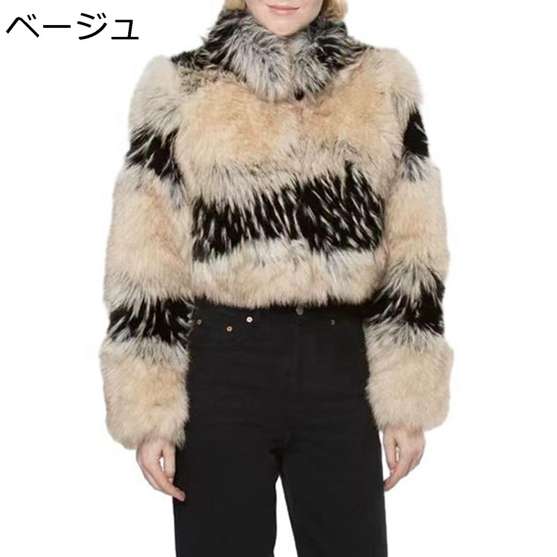 【百貨店SALE】レディース 獣の皮厚地の外套 フェイクファージャケット パッチワーク シャギー エコ毛革 防寒上衣 保温 保暖 朦々たる カジュアルアウター 贅沢さ感 雅びやか 秋冬着 モコモコ 二次会 会う約束