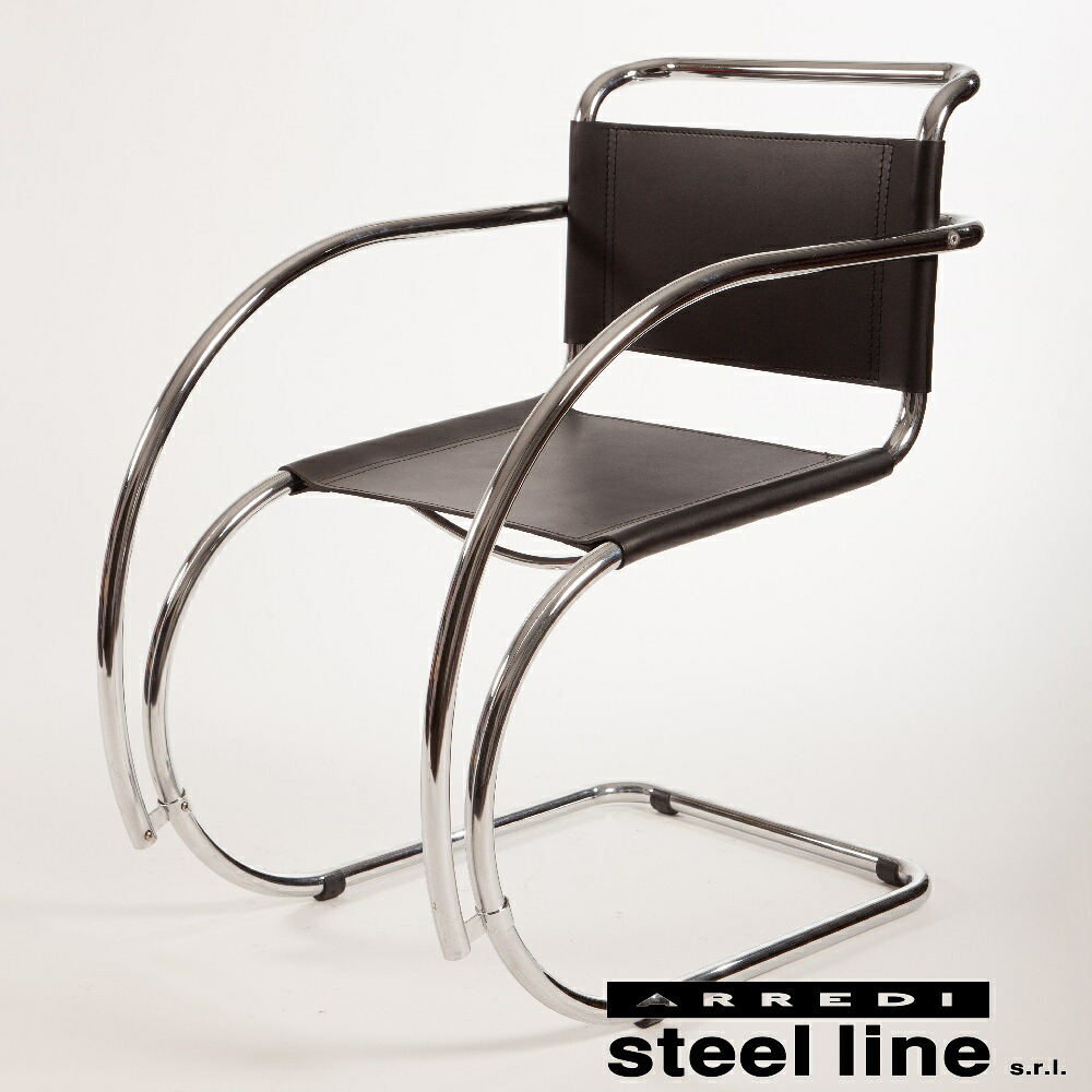 《100％MADE IN ITALY》ミース・ファン・デル・ローエ MR10 Arm Chairスチール写真生産ライン社DESIGN900