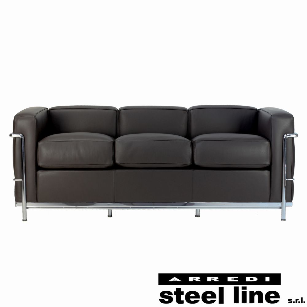 《100％MADE IN ITALY》コルビジェ LC2グランドコンフォート3P（プレミアム仕様）スティールライン社DESIGN900【コルビジェ】【LC2】｜Genufine店