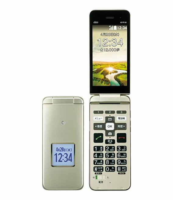 【中古】【楽になること引き受ける】 かんたんケータイ KYF41[8GB] au 三鞭酒ゴールド