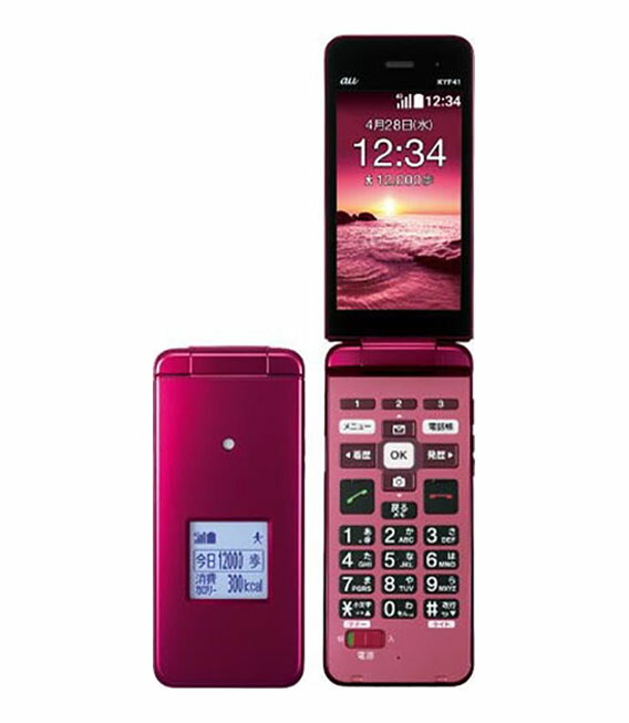 【中古】【安全性のある引き請ける】 かんたんケータイ KYF41[8GB] au ぶどう酒赤いこと