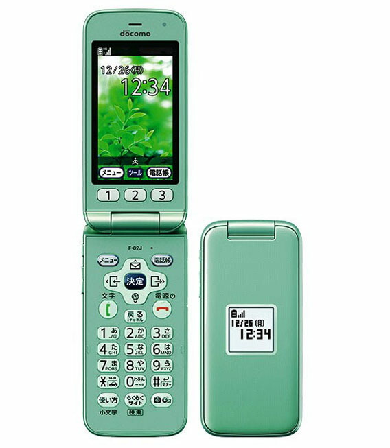【中古】【楽になること引き受ける】 らくらく電話機 F-02J[8GB] docomo ペパーミント緑であること