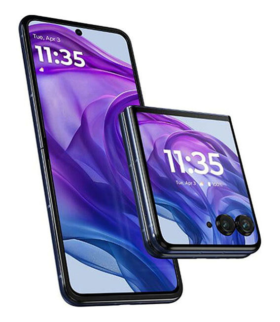 【中古】【安心保証】 motorola razr 50 ultra[512G] SIMフリー ミッドナイトブルー