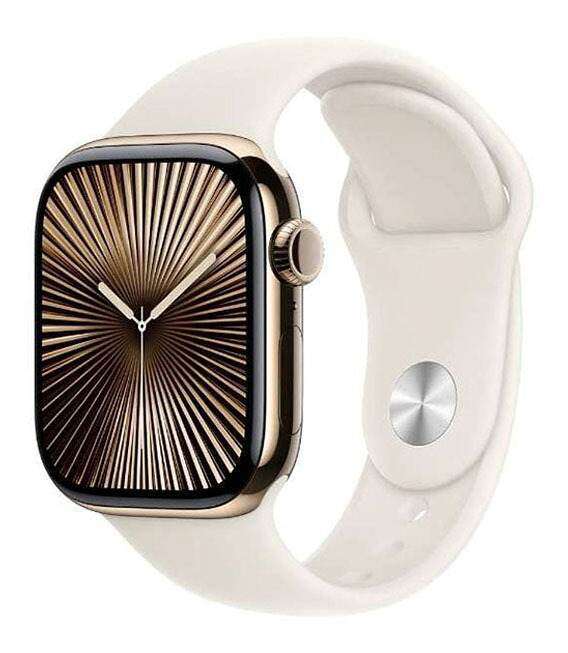【中古】【安心保証】 Series10[42mm/セルラー]チタン ゴールド Apple Watch
