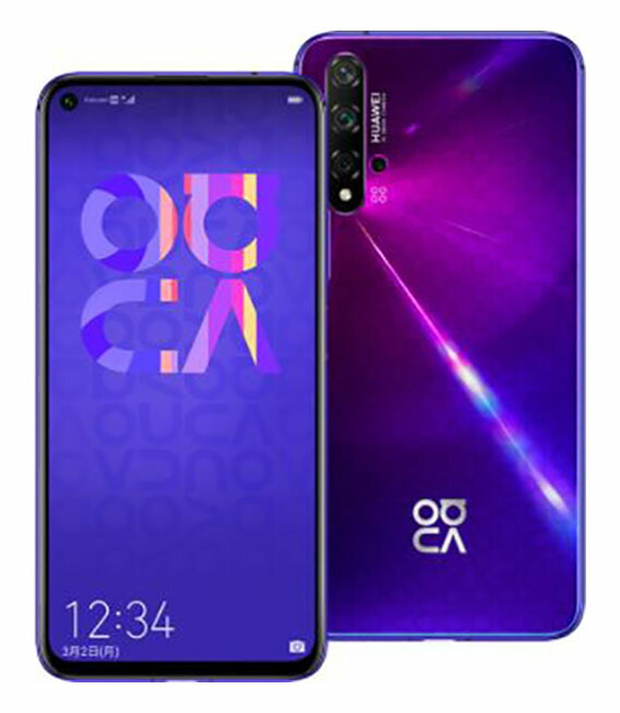 【中古】【安全性のある引き受ける】 HUAWEI nova 5T YAL-L21[128GB] 可動性 ミッドサマーパープル
