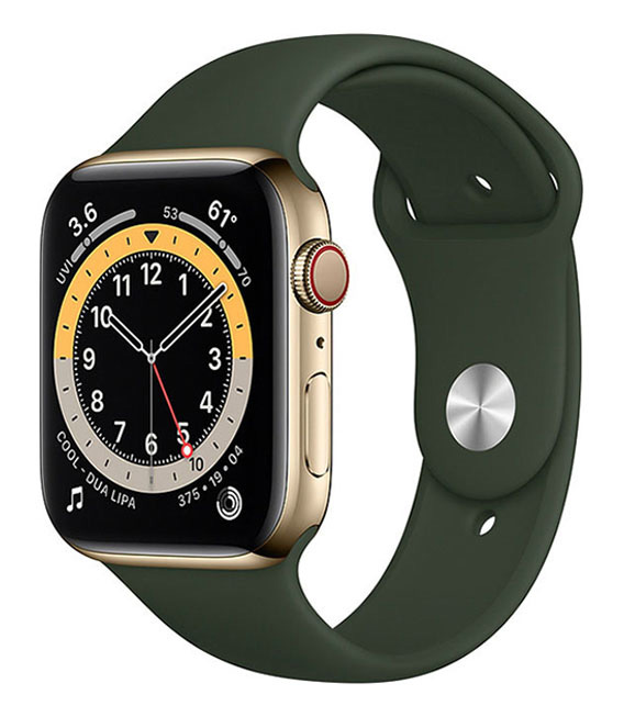 【中古】【安心保証】 Series6[44mm/セルラー]ステンレス ゴールド Apple Watch