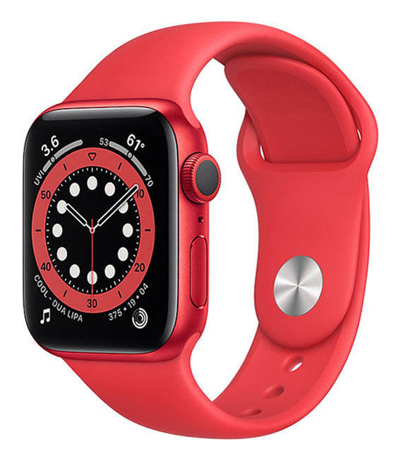 【中古】【安全性のある引き受ける】 Series6[40粍/GPS]軽銀 赤いこと Apple Watch