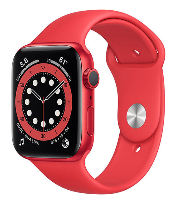 【中古】【安全性のある引き受ける】 Series6[44粍/GPS]軽銀 赤いこと Apple Watch