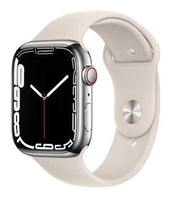 【中古】【安心保証】 Series7[45mm/セルラー]ステンレス シルバー Apple Watch