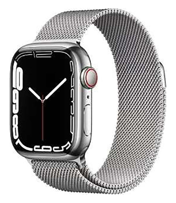 【中古】【安心保証】 Series7[41mm/セルラー]ステンレス シルバー Apple Watch