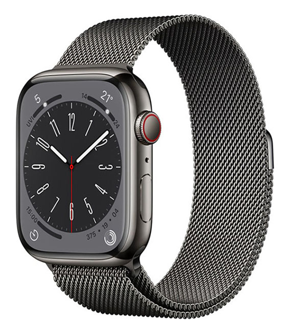【中古】【安心保証】 Series8[45mm/セルラー]ステンレス グラファイト Apple Watch