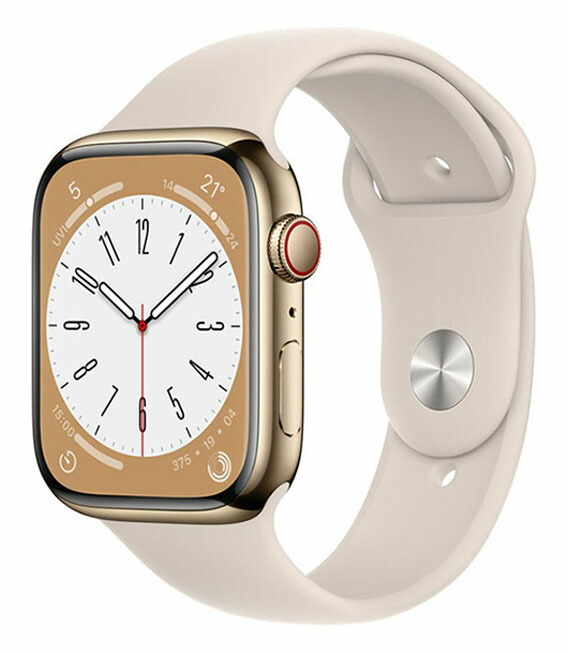 【中古】【安心保証】 Series8[45mm/セルラー]ステンレス ゴールド Apple Watch