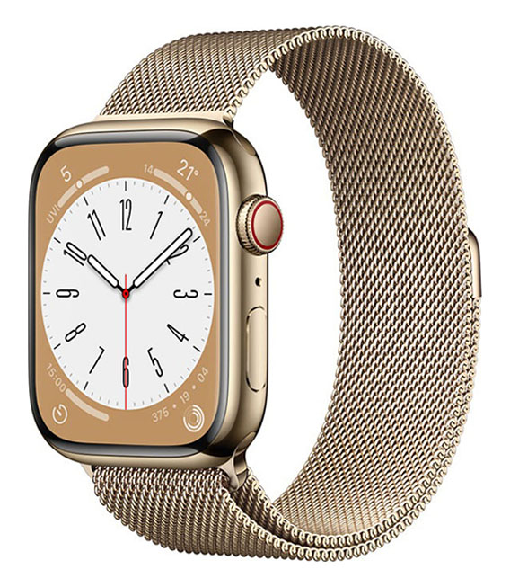【中古】【安心保証】 Series8[45mm/セルラー]ステンレス ゴールド Apple Watch