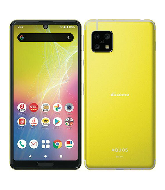 【中古】【安心保証】 AQUOS sense4 SH-41A[64GB] docomo イエロー