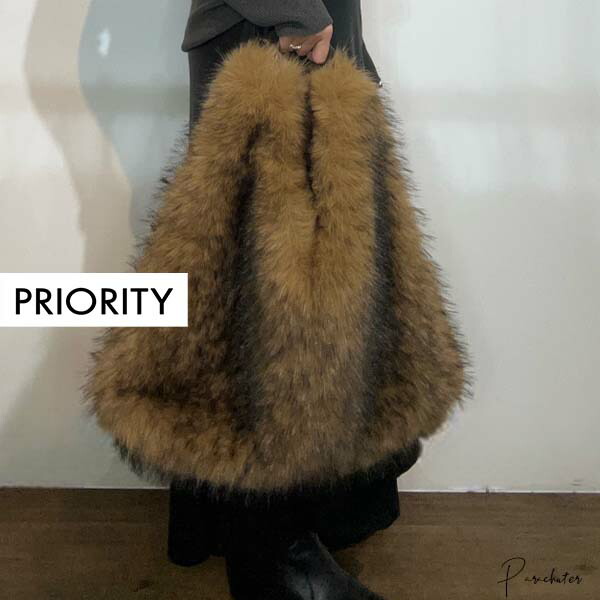 PRIORITY エコファーポンチョ ジャケット コート mal. rerere PRIORITY エコファーポンチョ ジャケット コート mal. rerere