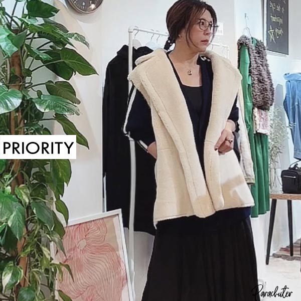 PRIORITY エコファーポンチョ ジャケット コート mal. rerere PRIORITY エコファーポンチョ ジャケット コート mal. rerere