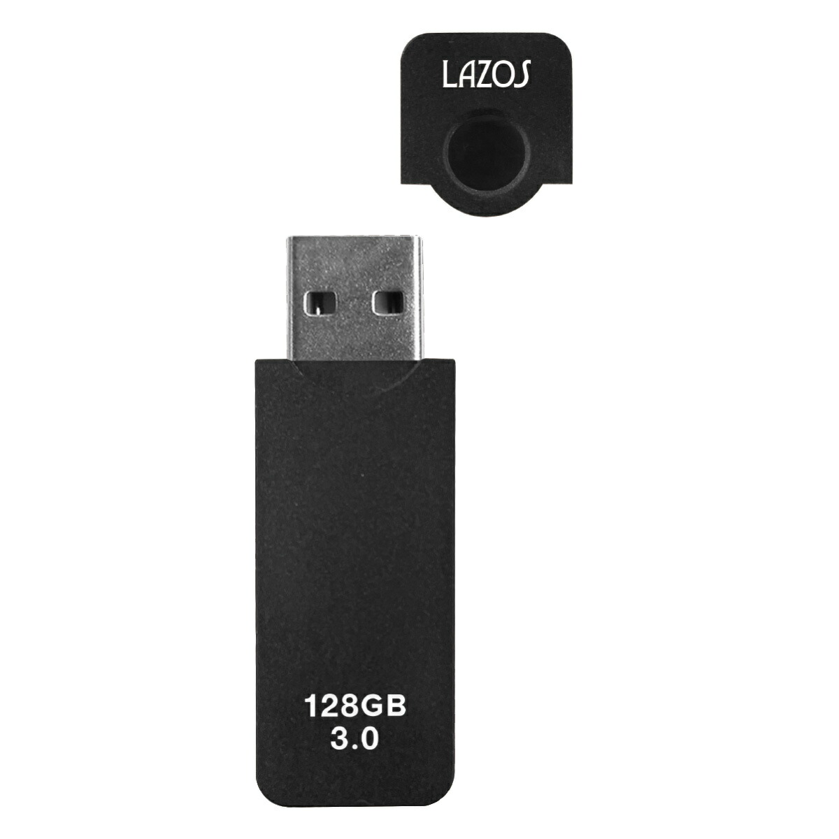 Lazos L-US128-CPB  USB 閃光電球記憶装置 128GB 旗がしら式 旗がしらUSB USB記憶装置 USB閃光電球記憶装置 記憶装置 USB3.0 資料庫入れ  活動写真 資料移らす 黒いこと 黒 旗がしら式USB