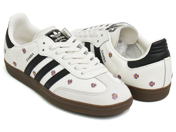 adidas SAMBA OG W 【アディダス サンバ オージー】 【オリジナル テラス ファッション】 【インドア トレーニング トレーナー カジュアル メンズ ウィメンズ レディース ホワイト 花 刺繍】 CLOWHI / CBLACK / GUM5