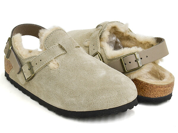 BIRKENSTOCK TOKIO SHEARLING 【ビルケンシュトック トキオ シアリング トウキョー 東京】 【サンダル クロッグ ビルケン レギュラー ナロー 普通幅 細幅】 【スエードレザー スウェード ファー ボア トープ ベージュ】 TAUPE / SUEDE LEATHER / FUR